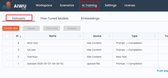 Datasets tool
