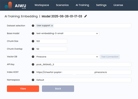 Connect pinecone to aiwu ai copilot