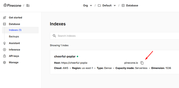 Host URL for Your Index