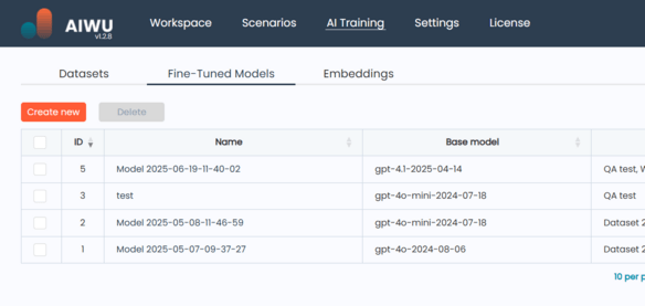 Fine-Tuned Model - interface