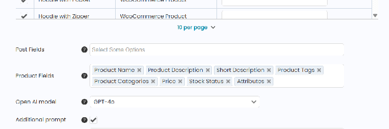Woocommerce product fields