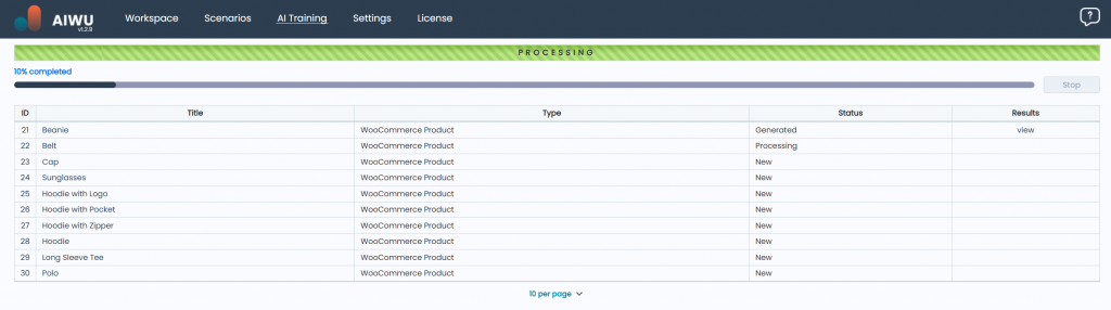 Generating data from products