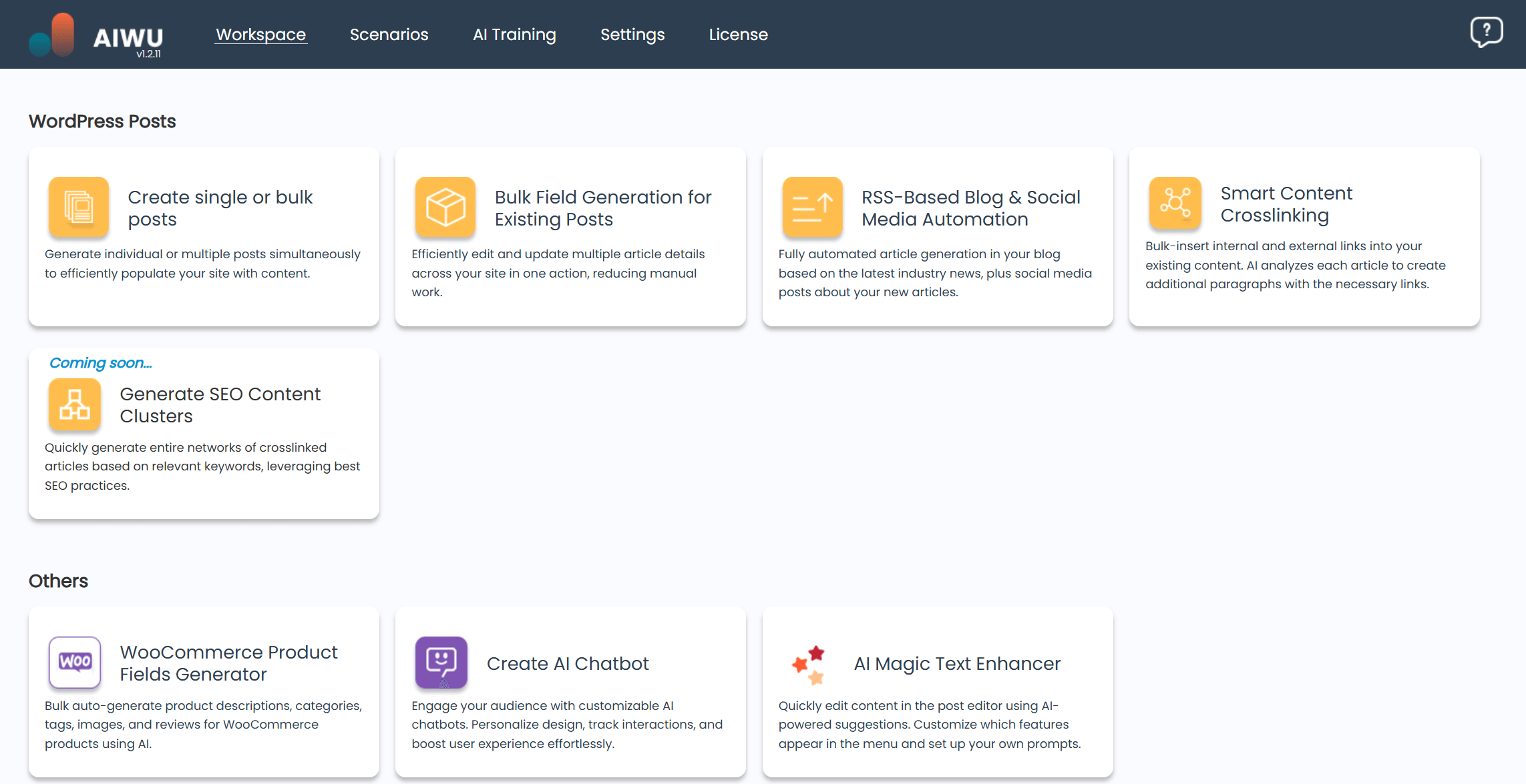 AIWU Plugin Interface - WordPress AI Content Generator