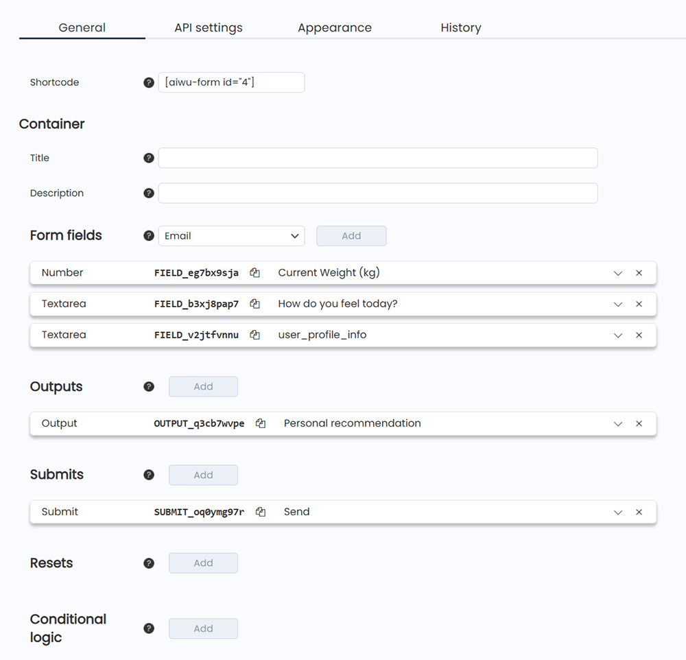 AIWU config