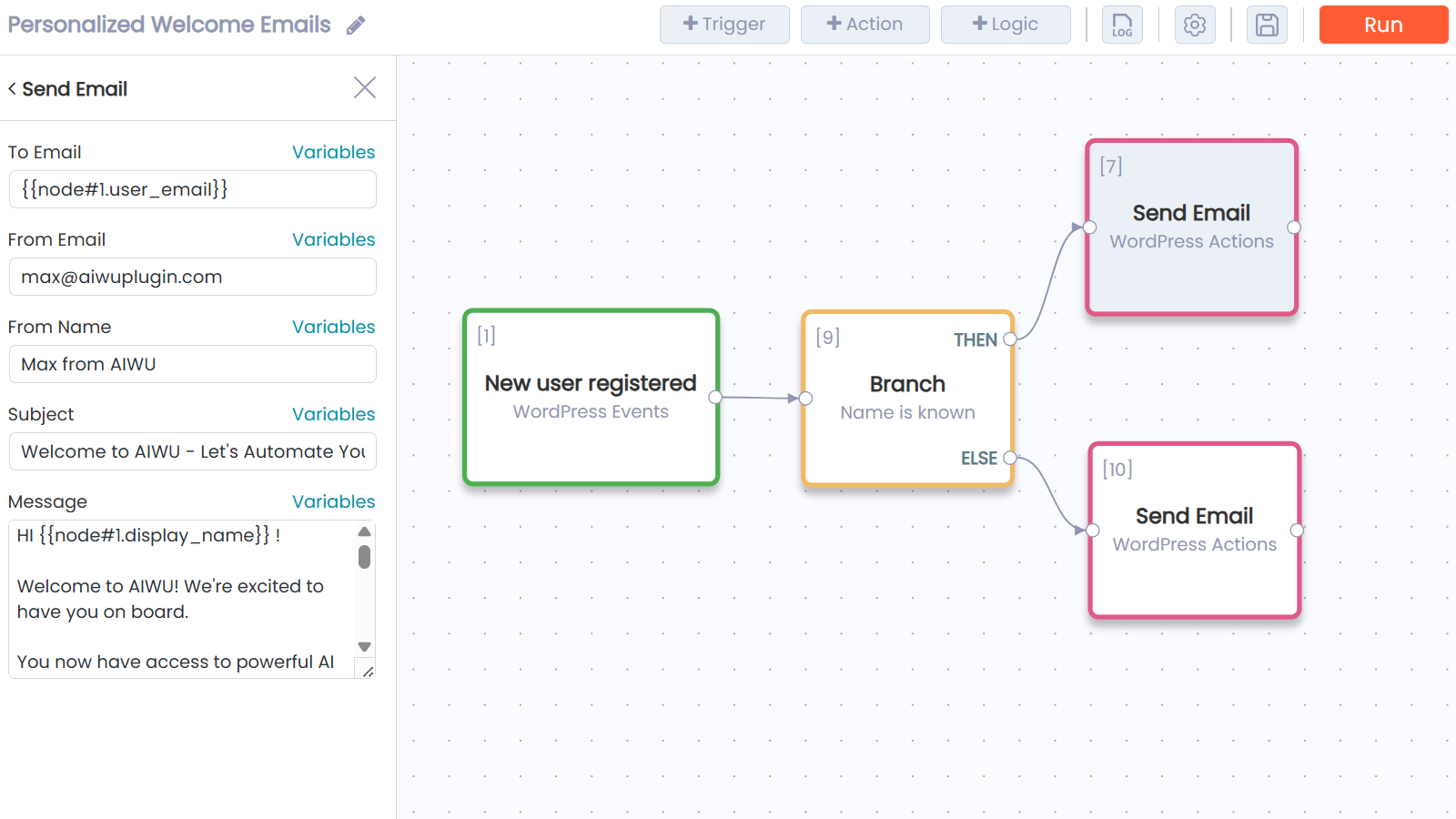 Personalized Welcome Emails workflow template preview