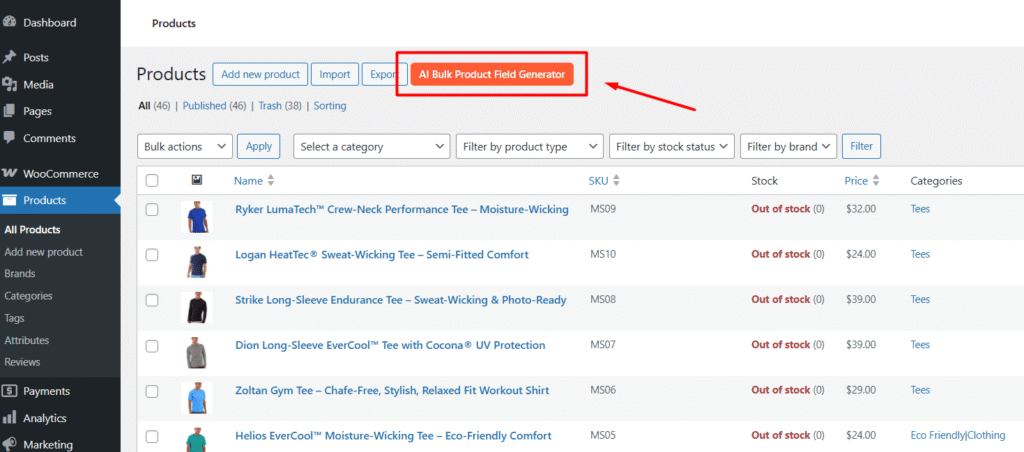 AI Bulk Product Field Generator Button 