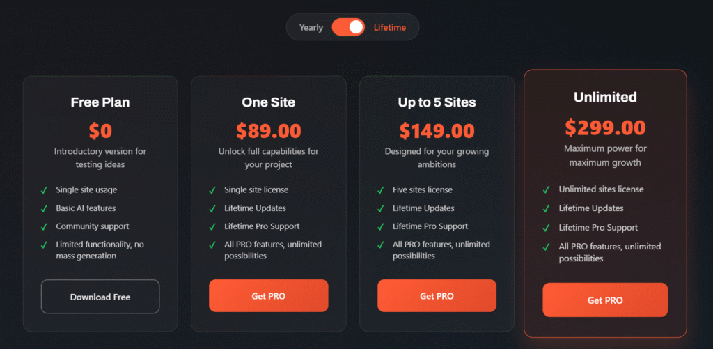 flexible pricing options