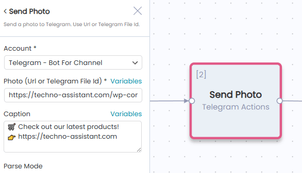 Send Document to Telegram using URL mode in AIWU Workflow