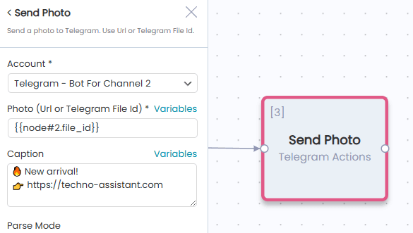 Send Document to Telegram using File ID mode in AIWU Workflow